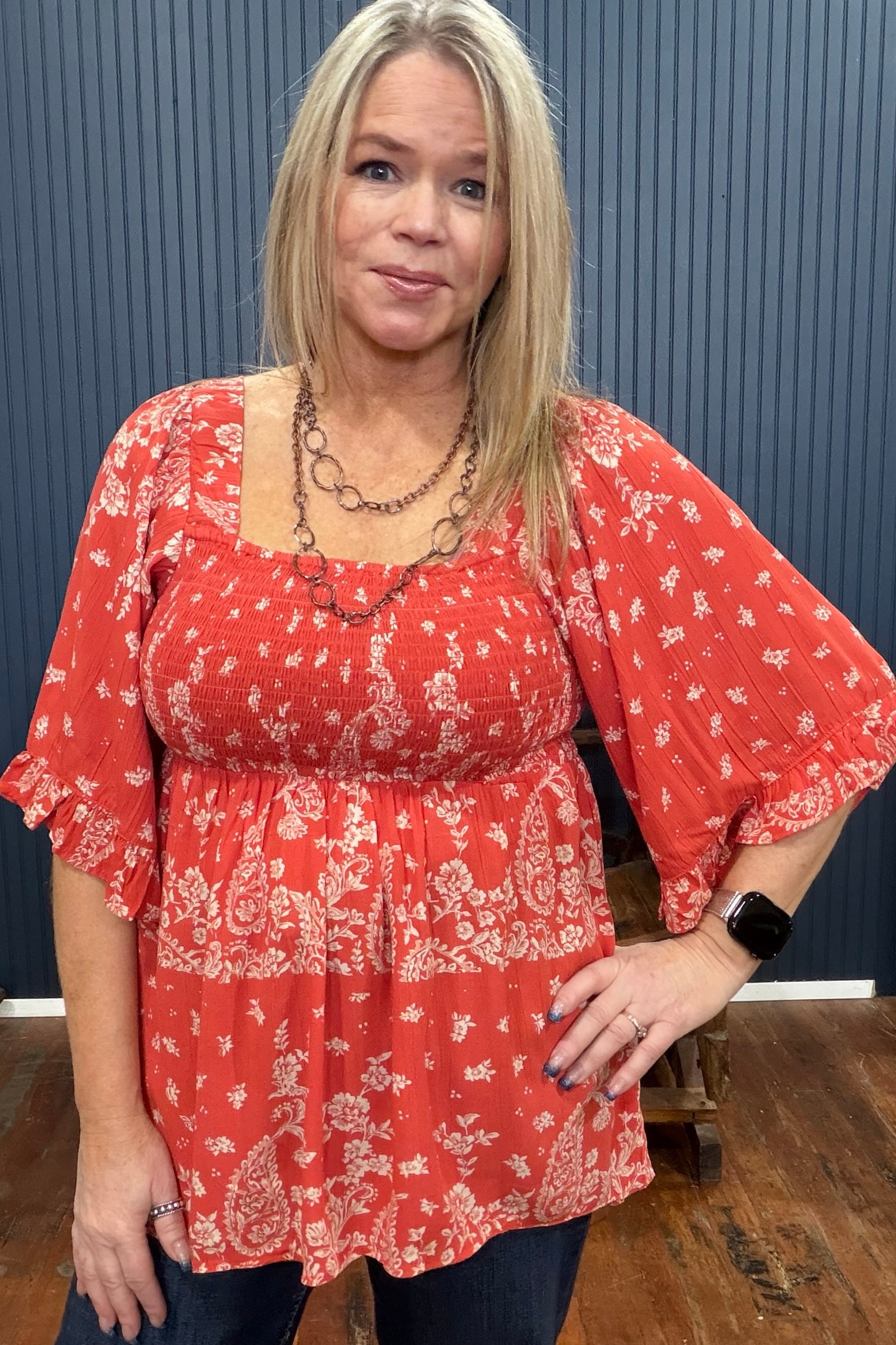 Prairie Flame Floral Top-Top-Nostalgia-Gallop 'n Glitz- Women's Western Wear Boutique, Located in Grants Pass, Oregon