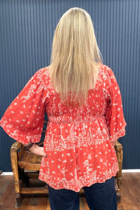 Prairie Flame Floral Top-Top-Nostalgia-Gallop 'n Glitz- Women's Western Wear Boutique, Located in Grants Pass, Oregon