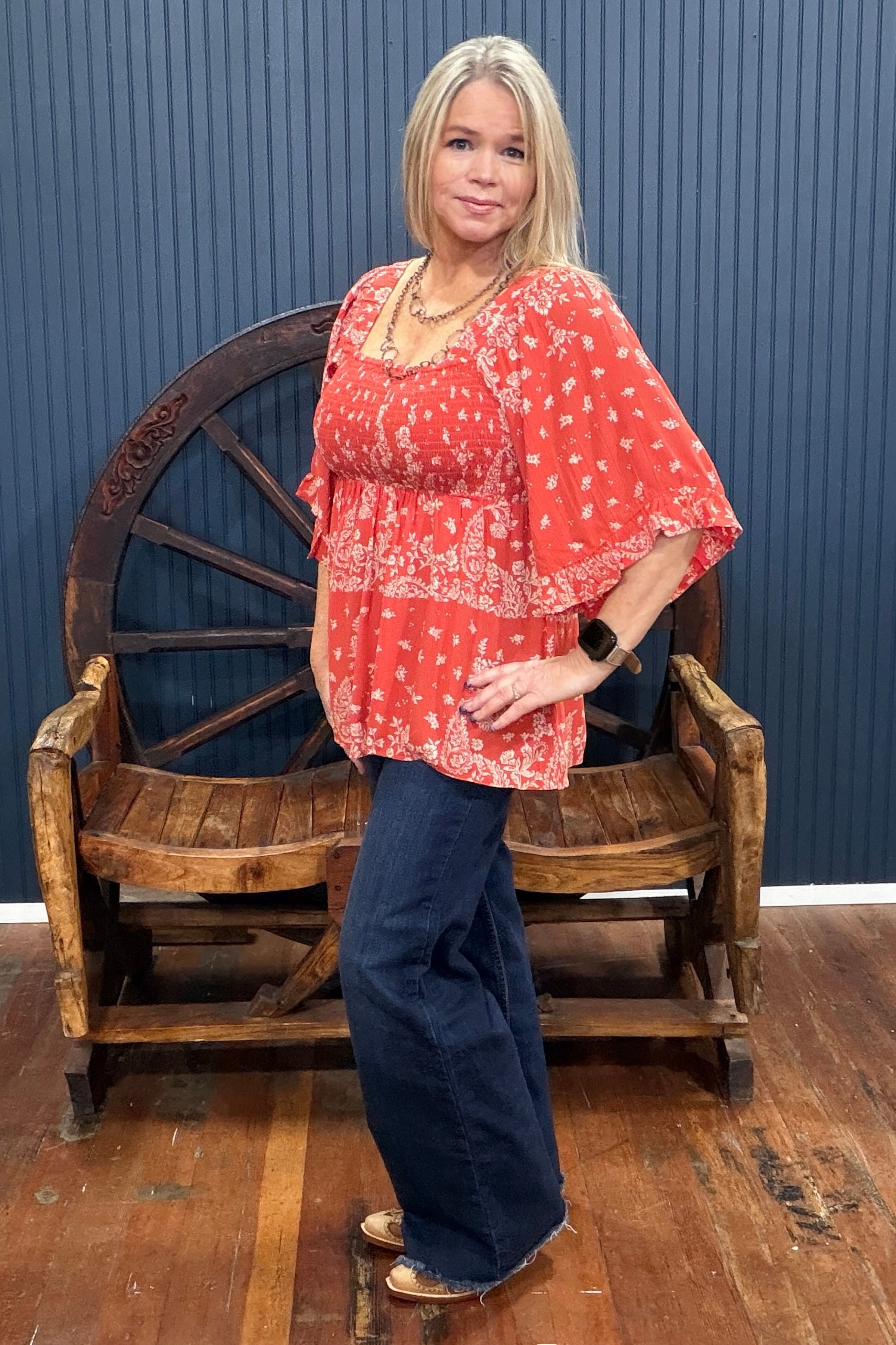 Prairie Flame Floral Top-Top-Nostalgia-Gallop 'n Glitz- Women's Western Wear Boutique, Located in Grants Pass, Oregon