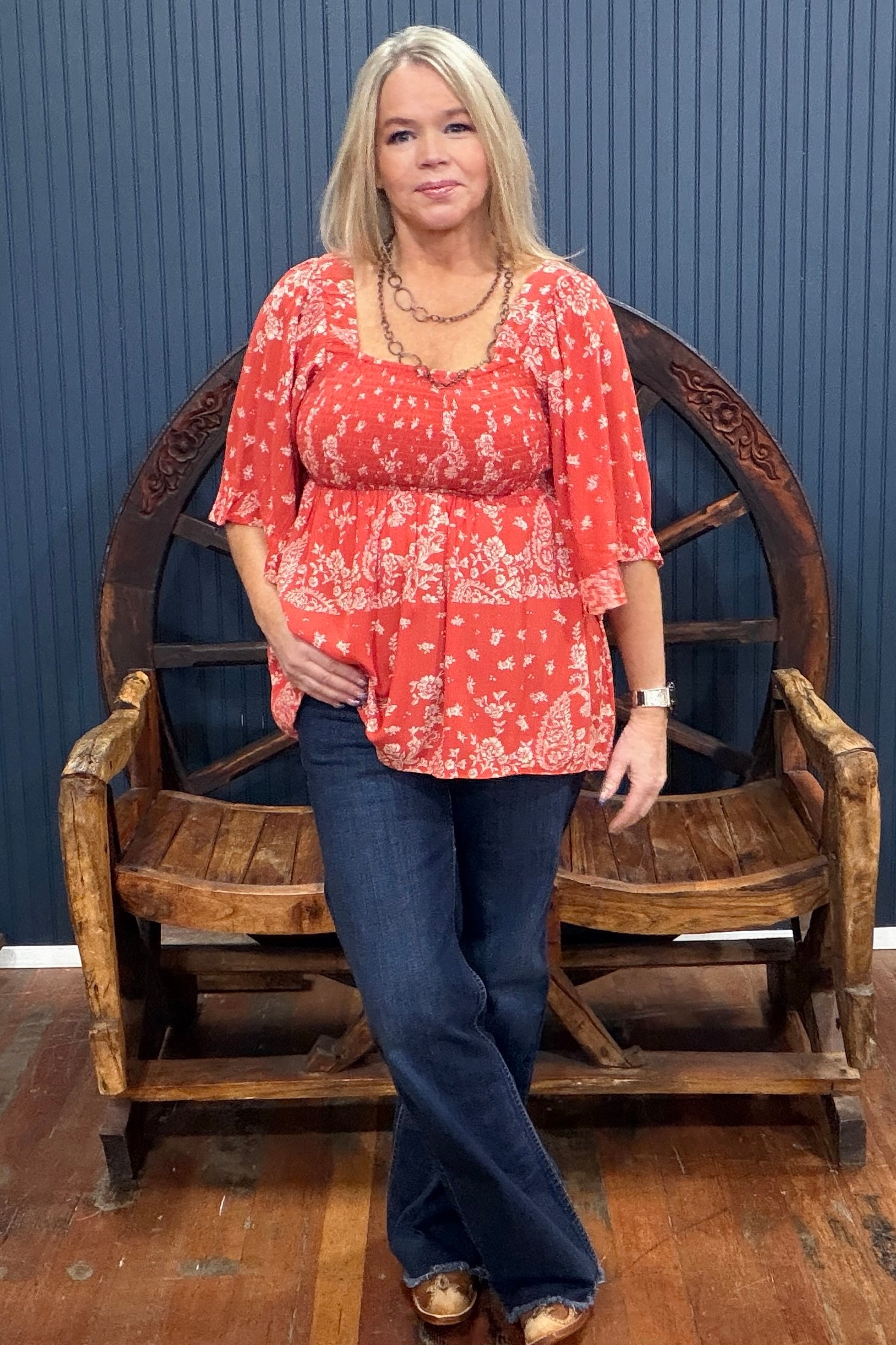 Prairie Flame Floral Top-Top-Nostalgia-Gallop 'n Glitz- Women's Western Wear Boutique, Located in Grants Pass, Oregon