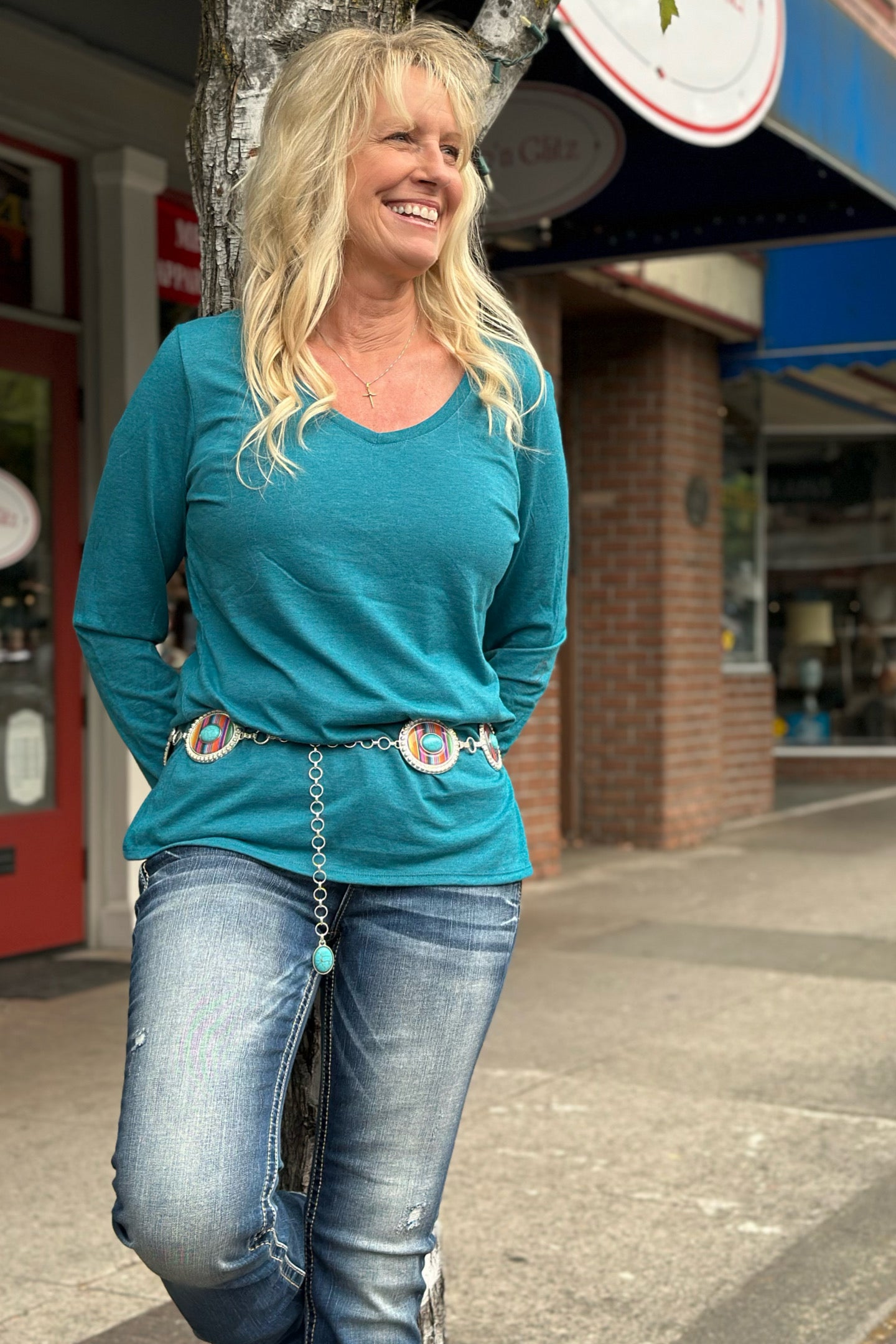 Women's Nocona Serape Concho Chain Belt-Belt-M&F-Gallop 'n Glitz- Women's Western Wear Boutique, Located in Grants Pass, Oregon