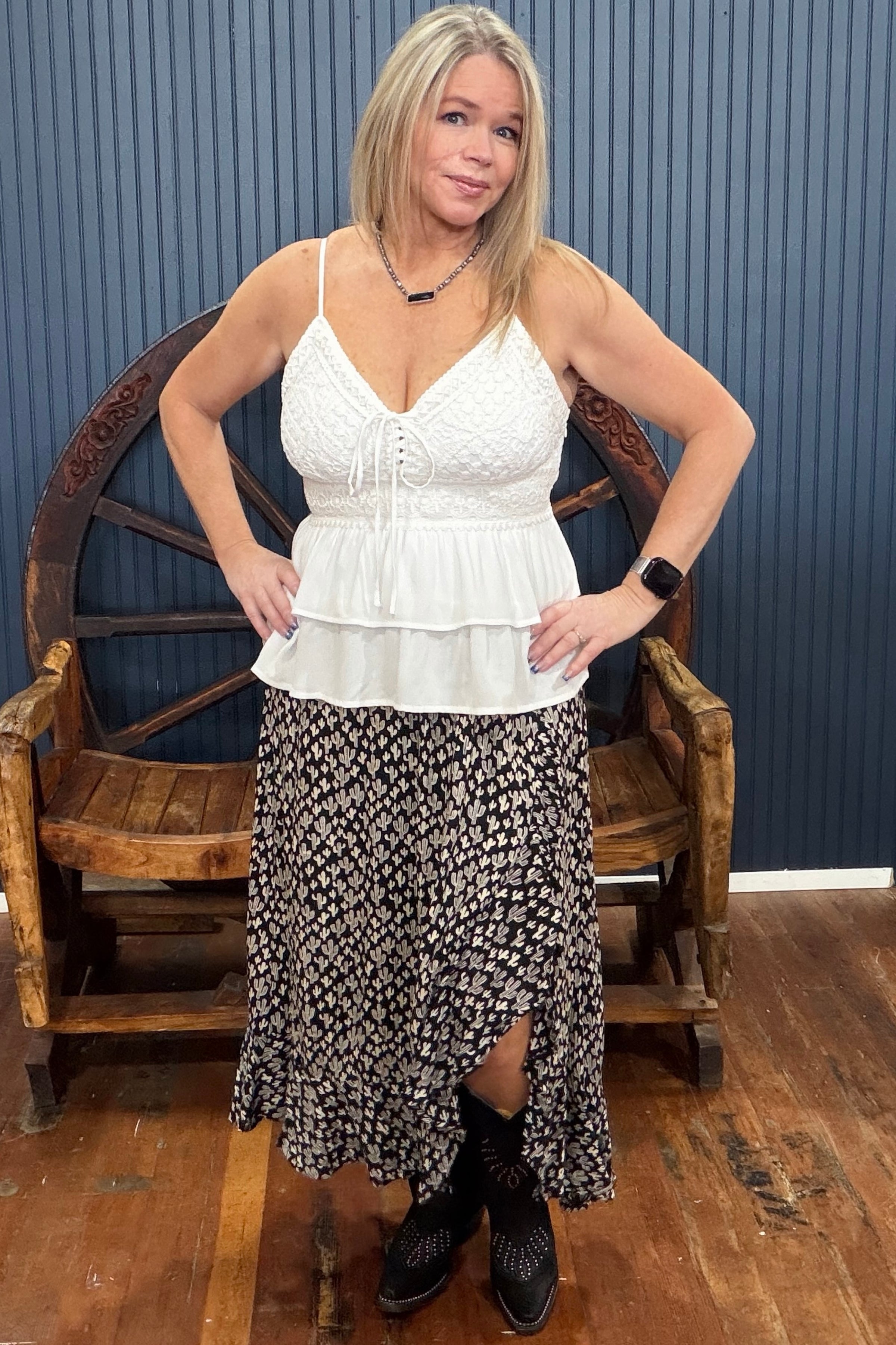 Desert Darling Lace Up Top By Miss Me-Top-Miss Me-Gallop 'n Glitz- Women's Western Wear Boutique, Located in Grants Pass, Oregon