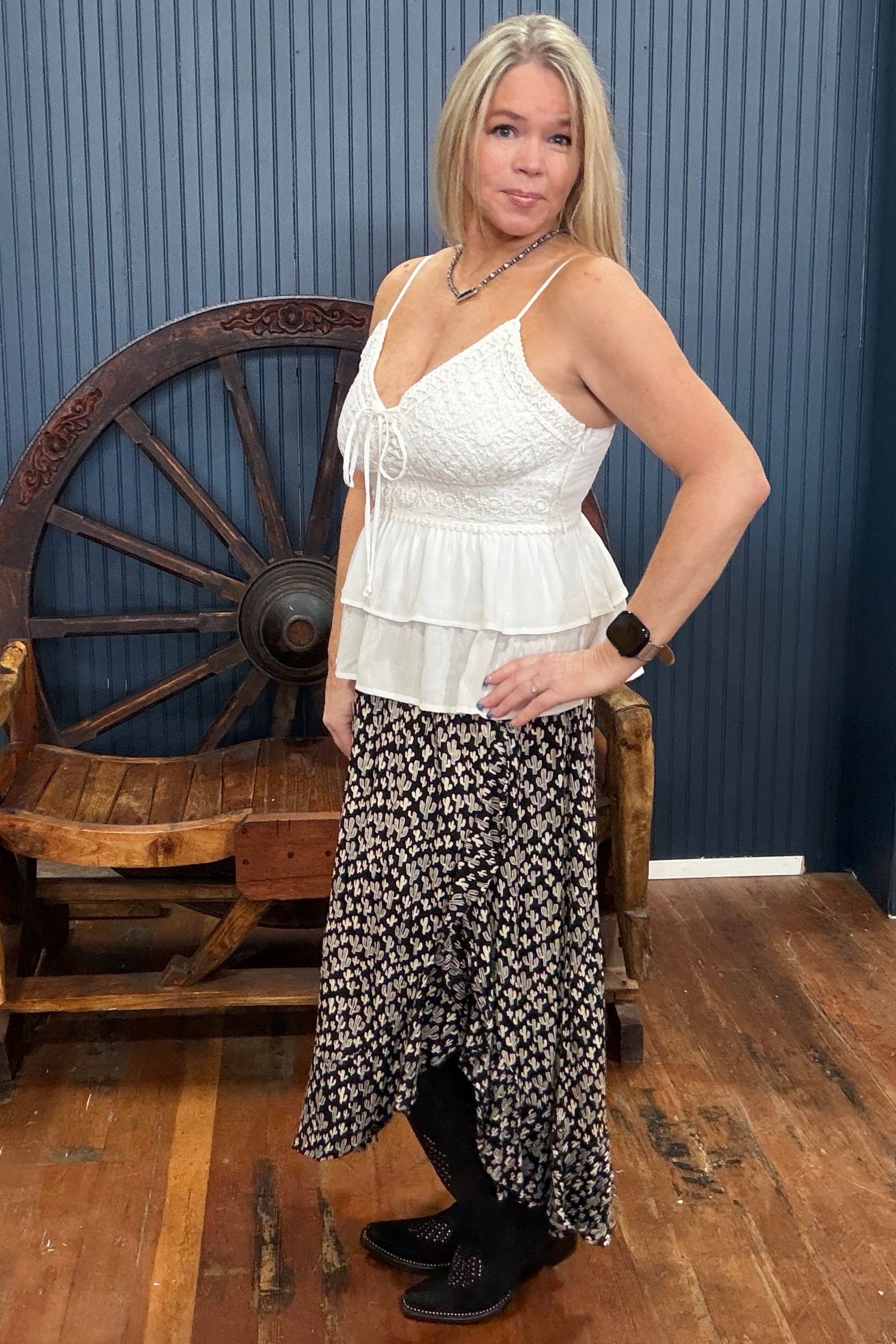 Desert Darling Lace Up Top By Miss Me-Top-Miss Me-Gallop 'n Glitz- Women's Western Wear Boutique, Located in Grants Pass, Oregon