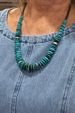 Silver and Blue Ice Turquoise Necklace-Jewelry-Pink Panache-Gallop 'n Glitz- Women's Western Wear Boutique, Located in Grants Pass, Oregon