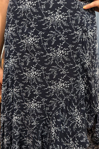 Navy Print Ruffle Split Skirt-Skirt-ee:some-Gallop 'n Glitz- Women's Western Wear Boutique, Located in Grants Pass, Oregon