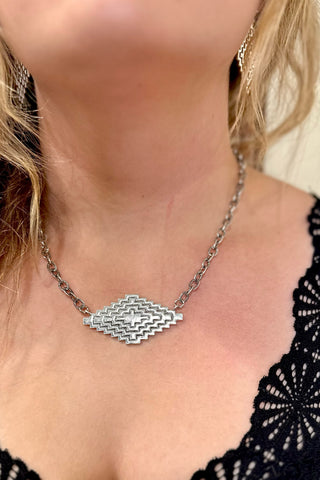 Silver Aztec Necklace-Jewelry-Sterling Kreek-Gallop 'n Glitz- Women's Western Wear Boutique, Located in Grants Pass, Oregon