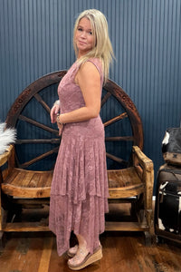 The Dusty Rose Lace Dress-Dress-Origami-Gallop 'n Glitz- Women's Western Wear Boutique, Located in Grants Pass, Oregon
