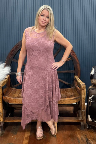 The Dusty Rose Lace Dress-Dress-Origami-Gallop 'n Glitz- Women's Western Wear Boutique, Located in Grants Pass, Oregon