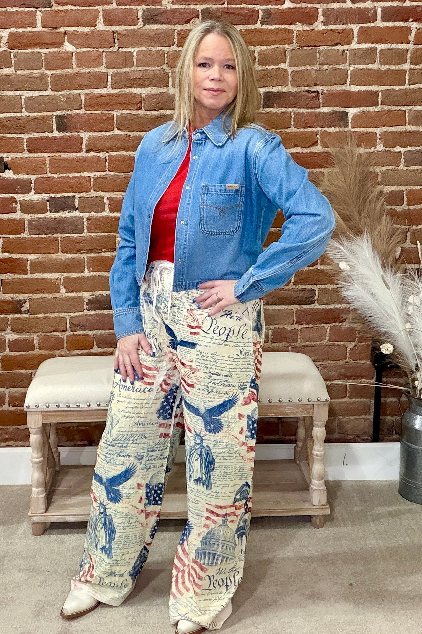 Old Glory Lace Drawstring Pants-Casual-Origami-Gallop 'n Glitz- Women's Western Wear Boutique, Located in Grants Pass, Oregon