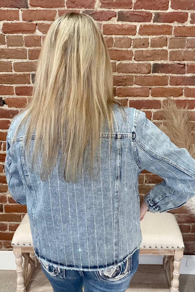 Trail Dust and Rhinestones Denim Jacket-Jacket-Origami-Gallop 'n Glitz- Women's Western Wear Boutique, Located in Grants Pass, Oregon