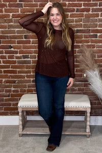 Desert Ride Rhinestone Mesh Top-Mesh Top-Origami-Gallop 'n Glitz- Women's Western Wear Boutique, Located in Grants Pass, Oregon