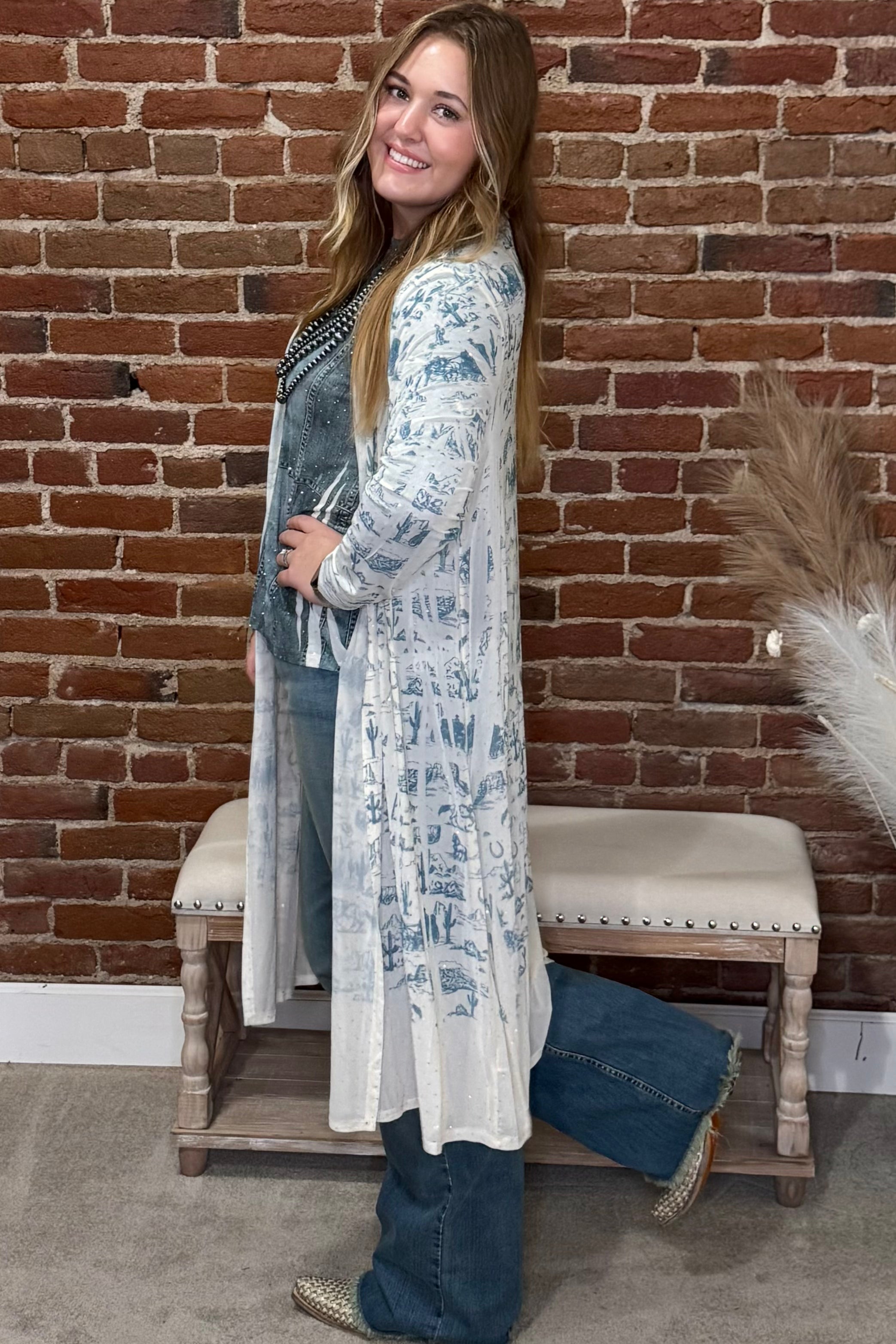 Bluebonnet and Sparkle Dreams Duster-Duster-Origami-Gallop 'n Glitz- Women's Western Wear Boutique, Located in Grants Pass, Oregon