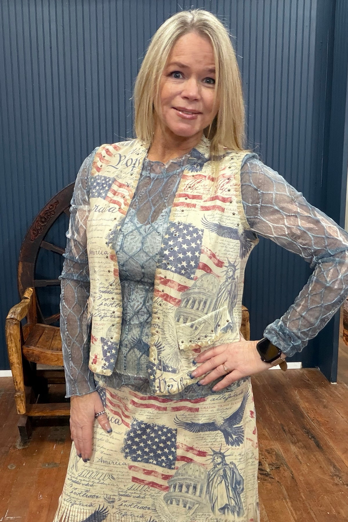 Americana Star Studded Vest-Vest-Origami-Gallop 'n Glitz- Women's Western Wear Boutique, Located in Grants Pass, Oregon
