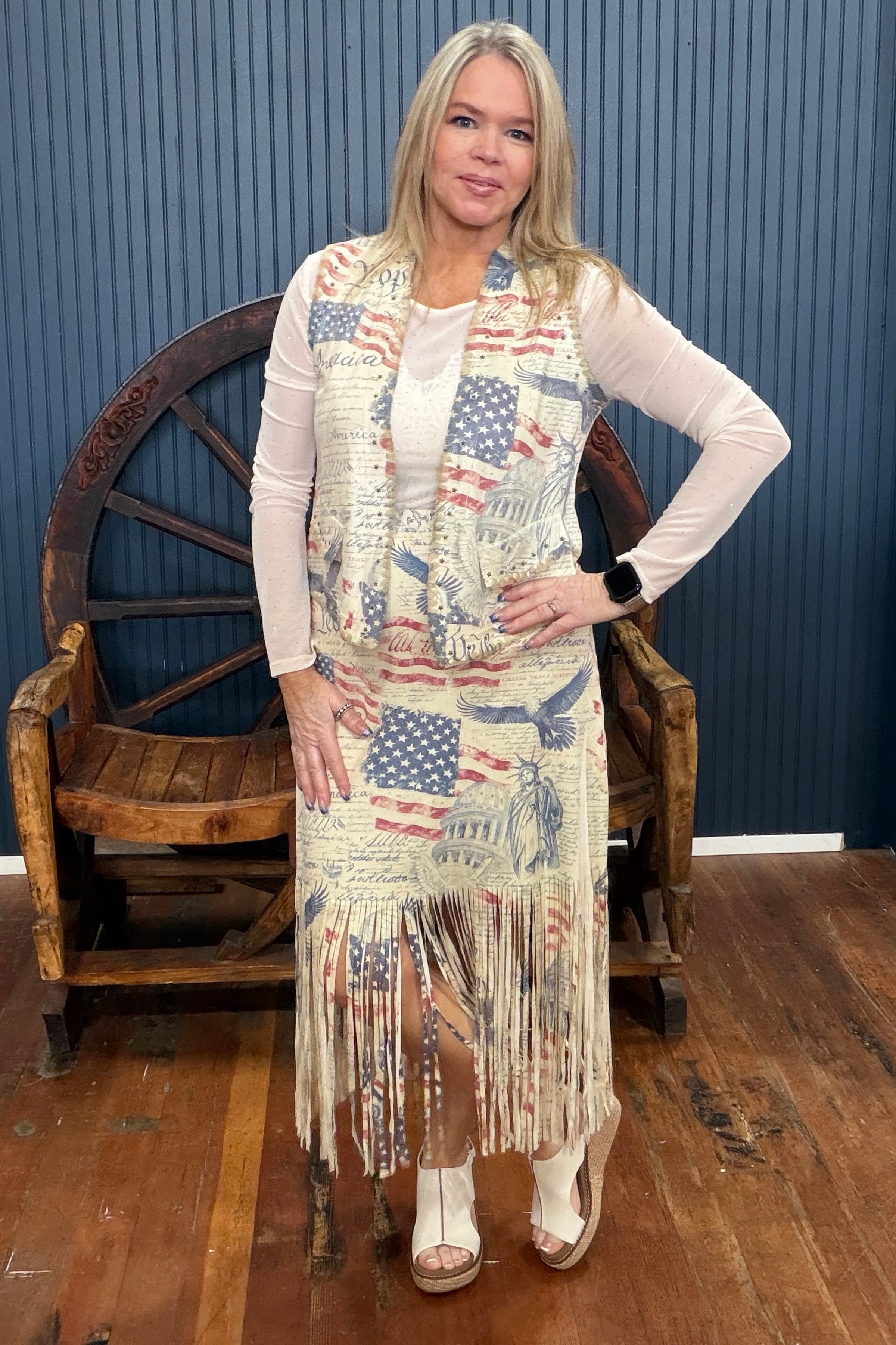 Americana Star Studded Vest-Vest-Origami-Gallop 'n Glitz- Women's Western Wear Boutique, Located in Grants Pass, Oregon