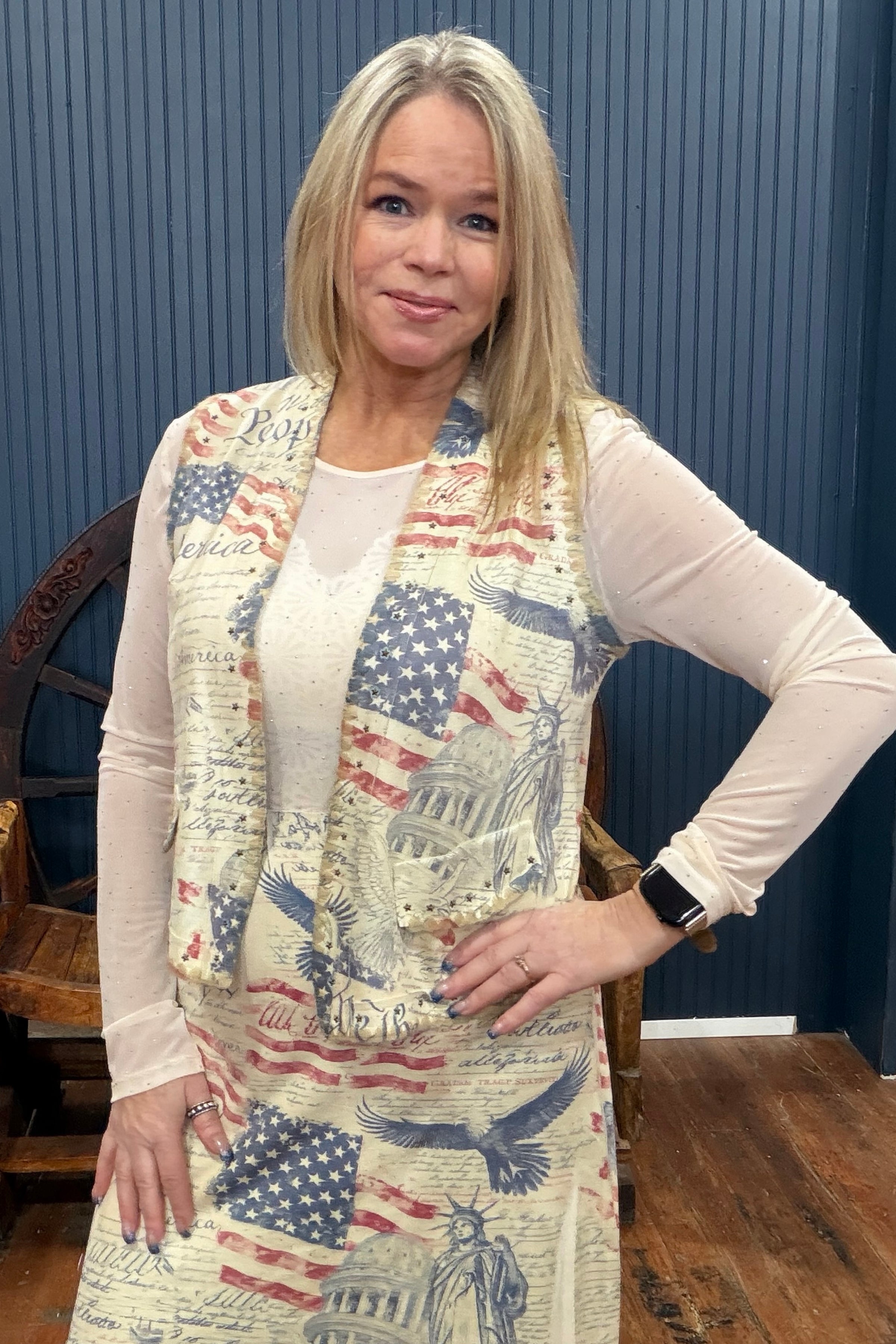 Americana Star Studded Vest-Vest-Origami-Gallop 'n Glitz- Women's Western Wear Boutique, Located in Grants Pass, Oregon