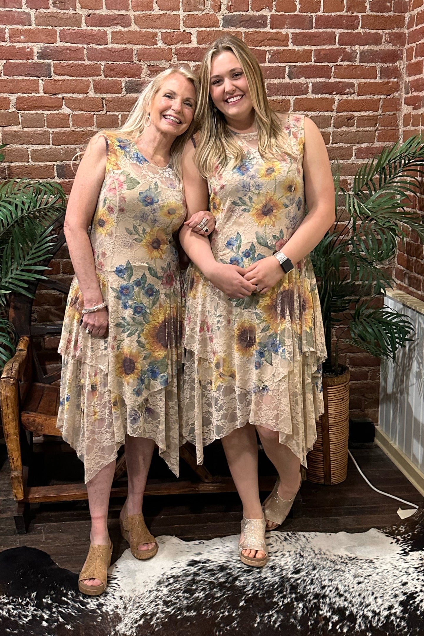 Spring Sunshine All Lace Floral Dress with Inner Lining-Dress-Origami-Gallop 'n Glitz- Women's Western Wear Boutique, Located in Grants Pass, Oregon