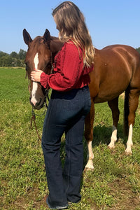 Kimes Ranch Women's Olivia DARK WASH High Rise Wide Leg Trouser Jeans-Trouser-Kimes-Gallop 'n Glitz- Women's Western Wear Boutique, Located in Grants Pass, Oregon