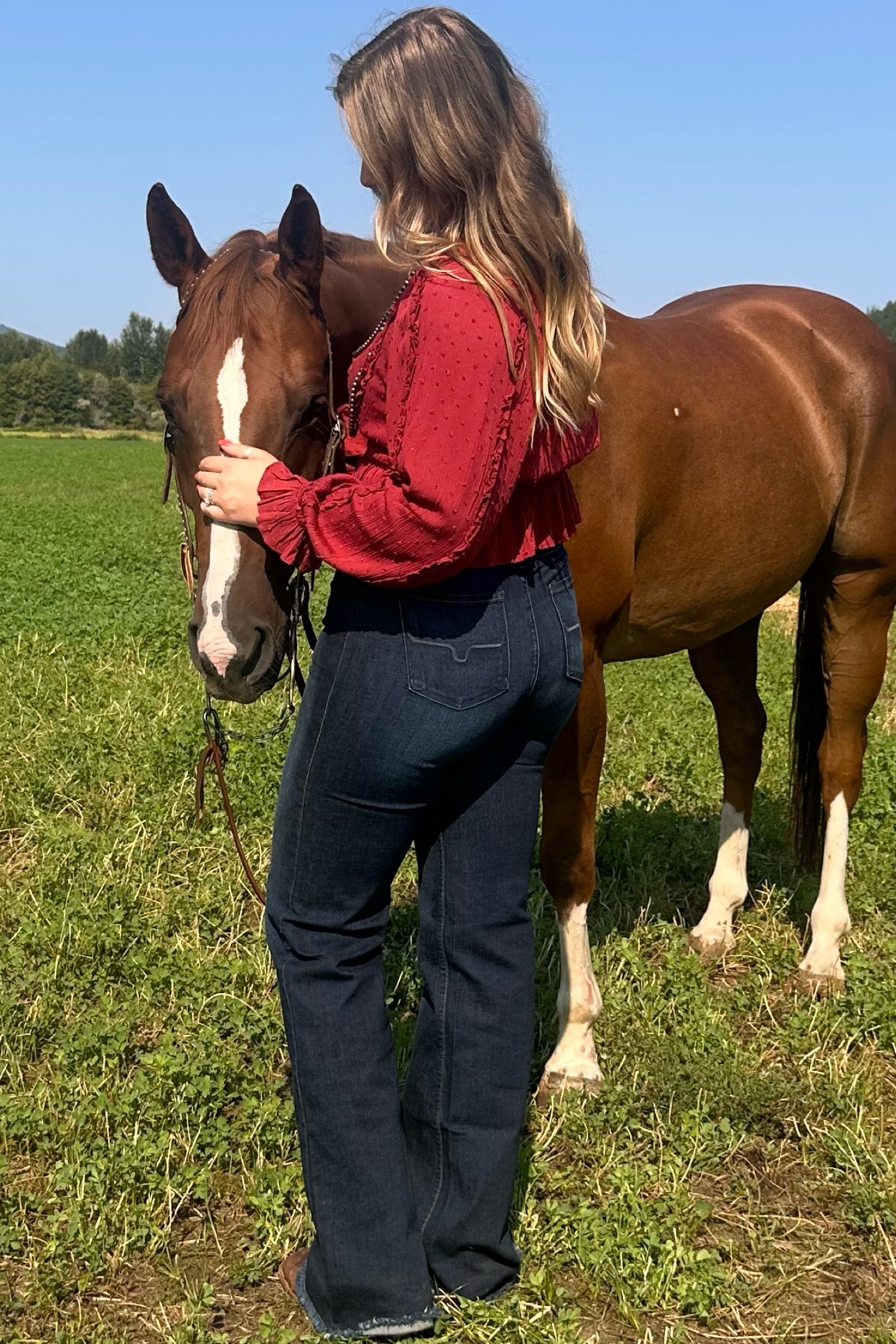 Kimes Ranch Women's Olivia DARK WASH High Rise Wide Leg Trouser Jeans-Trouser-Kimes-Gallop 'n Glitz- Women's Western Wear Boutique, Located in Grants Pass, Oregon