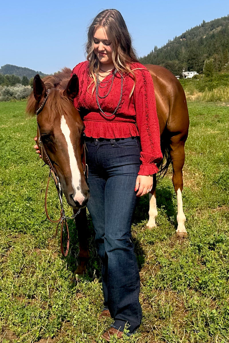 Kimes Ranch Women's Olivia DARK WASH High Rise Wide Leg Trouser Jeans-Trouser-Kimes-Gallop 'n Glitz- Women's Western Wear Boutique, Located in Grants Pass, Oregon