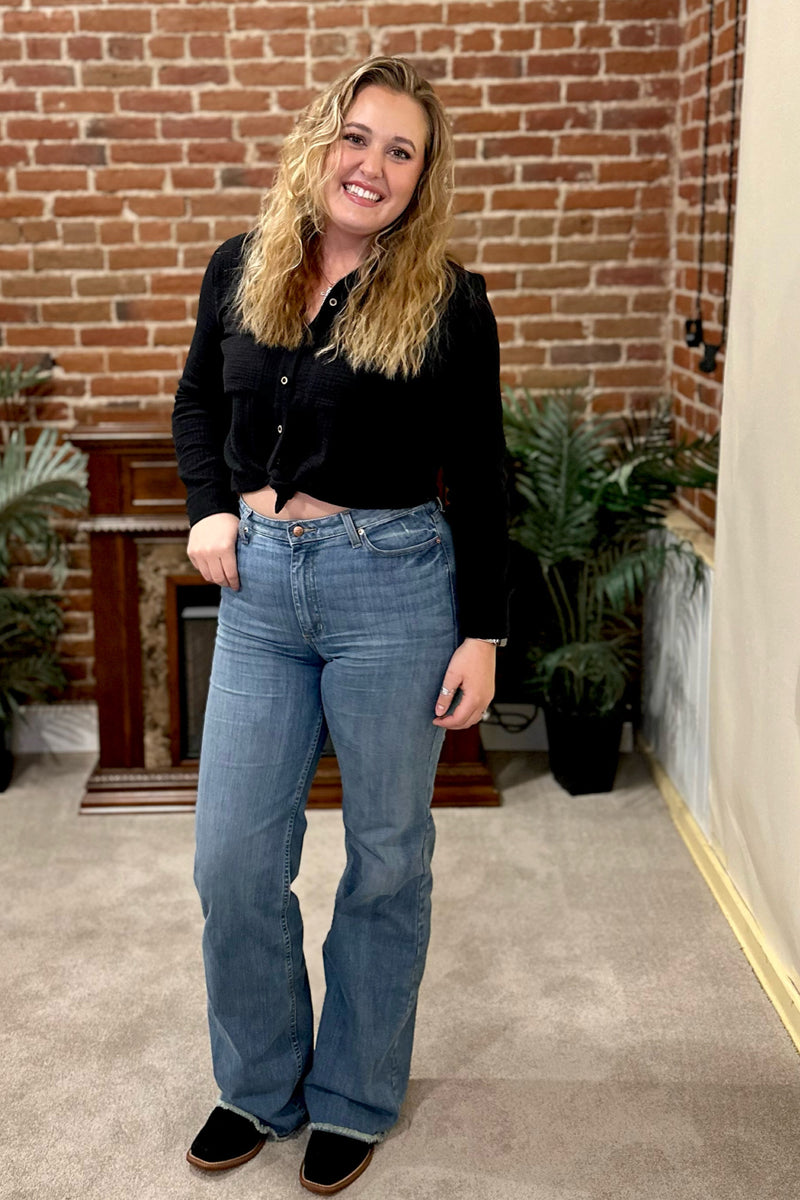 Kimes Ranch Women's Olivia Light Wash High Rise Stretch Wide Leg Trouser Jeans-Trouser-Kimes-Gallop 'n Glitz- Women's Western Wear Boutique, Located in Grants Pass, Oregon