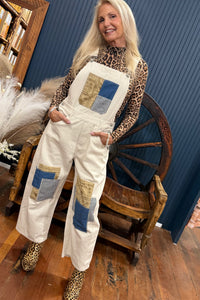 The Patchwork Bone Denim Overall
