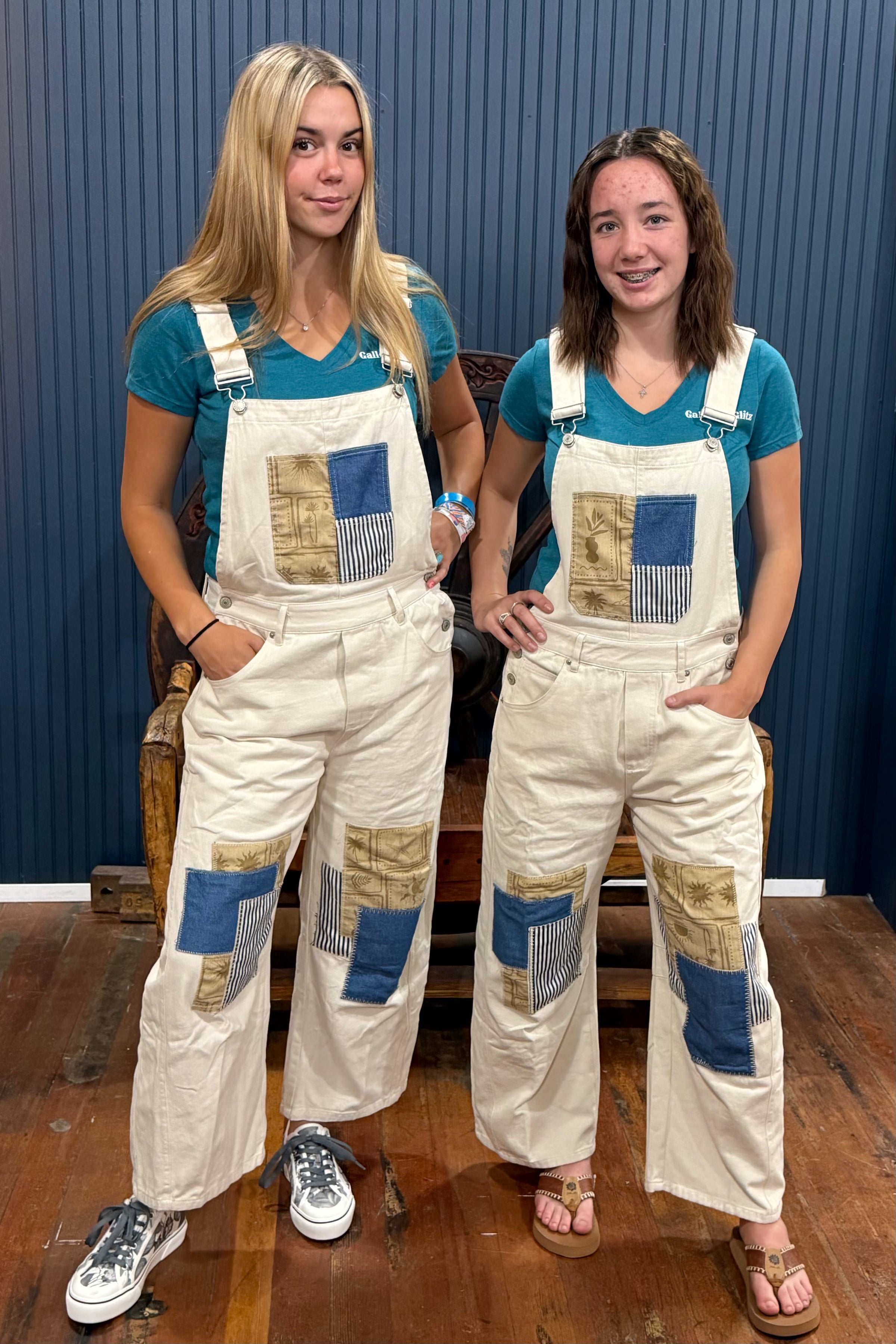 The Patchwork Bone Denim Overall