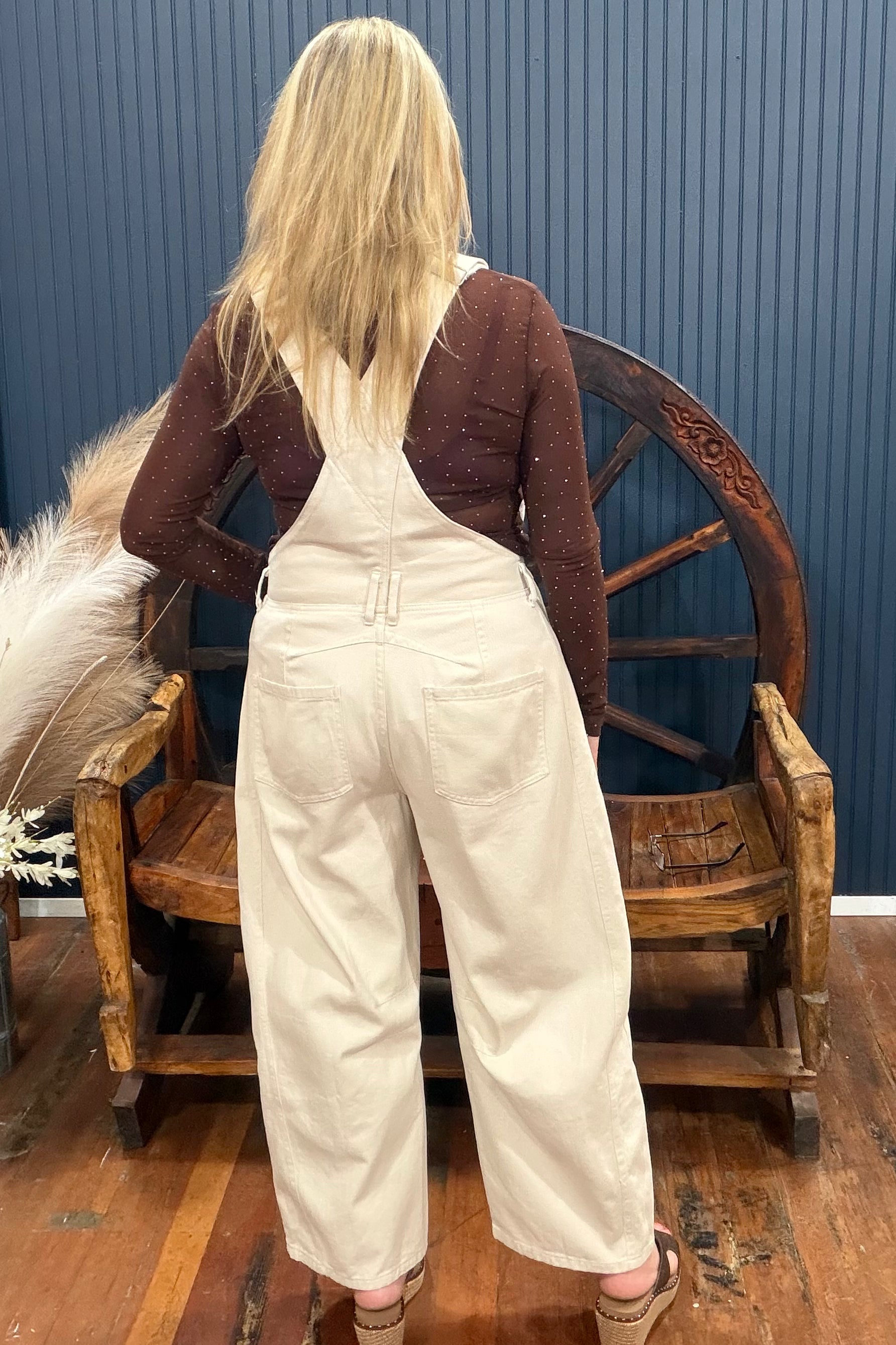 The Patchwork Bone Denim Overall