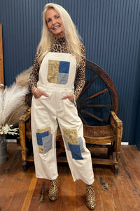 The Patchwork Bone Denim Overall