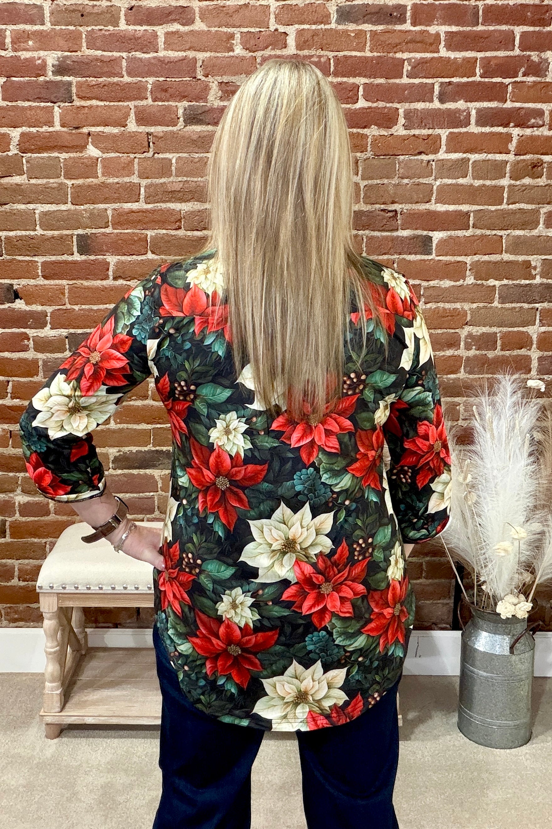 Poinsettia Season Top-Top-Sterling Kreek-Gallop 'n Glitz- Women's Western Wear Boutique, Located in Grants Pass, Oregon