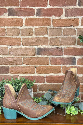 Cognac Embroidery Ankle Circle G Boot by Corral Boots-Women's Boot-Circle G Boots-Gallop 'n Glitz- Women's Western Wear Boutique, Located in Grants Pass, Oregon