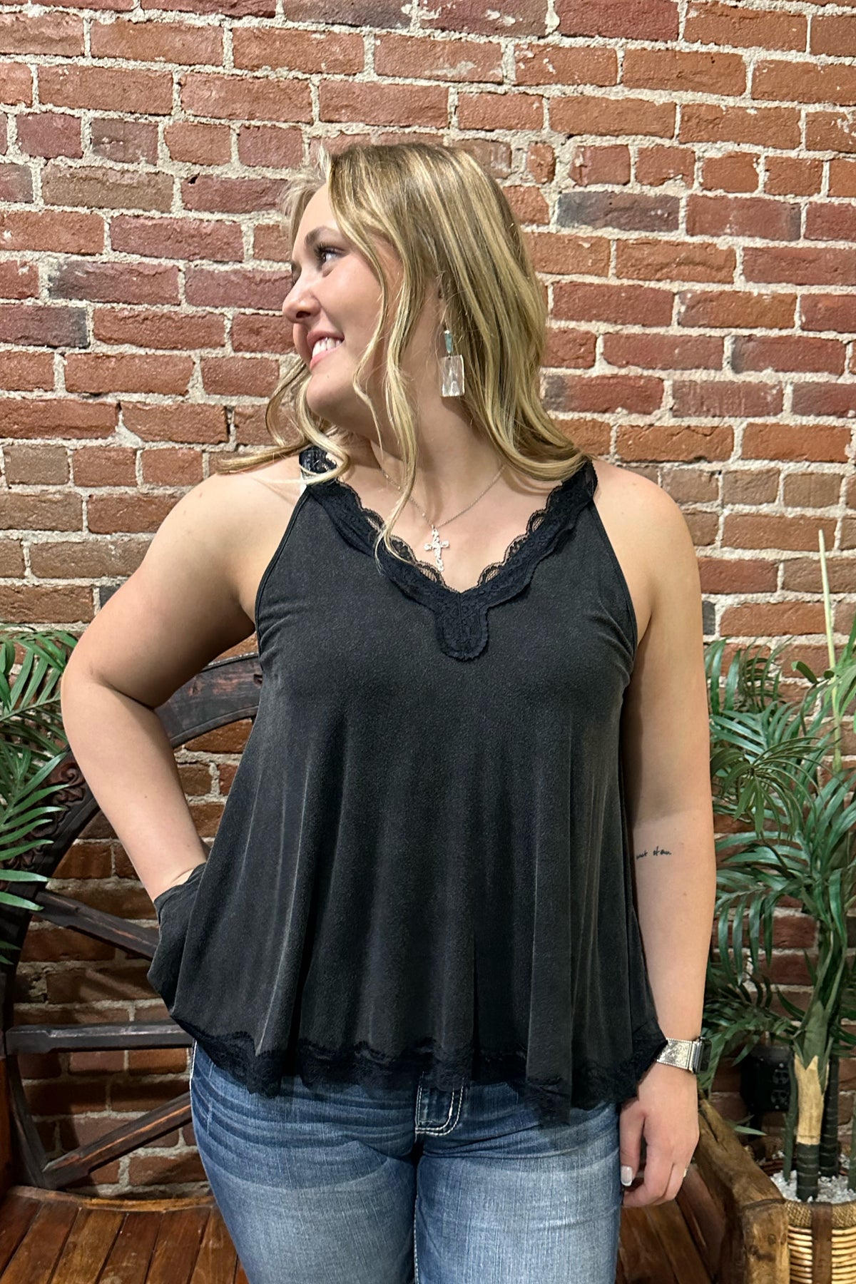 For The Love of Lace Black Sleeveless Top By POL-top-POL-Gallop 'n Glitz- Women's Western Wear Boutique, Located in Grants Pass, Oregon
