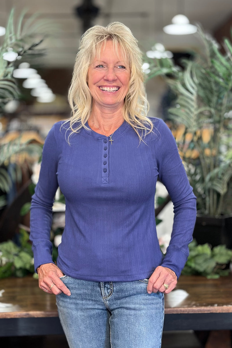 Long Sleeve Back to Basics Purple Top By PJ Salvage-top-PJ Salvage-Gallop 'n Glitz- Women's Western Wear Boutique, Located in Grants Pass, Oregon