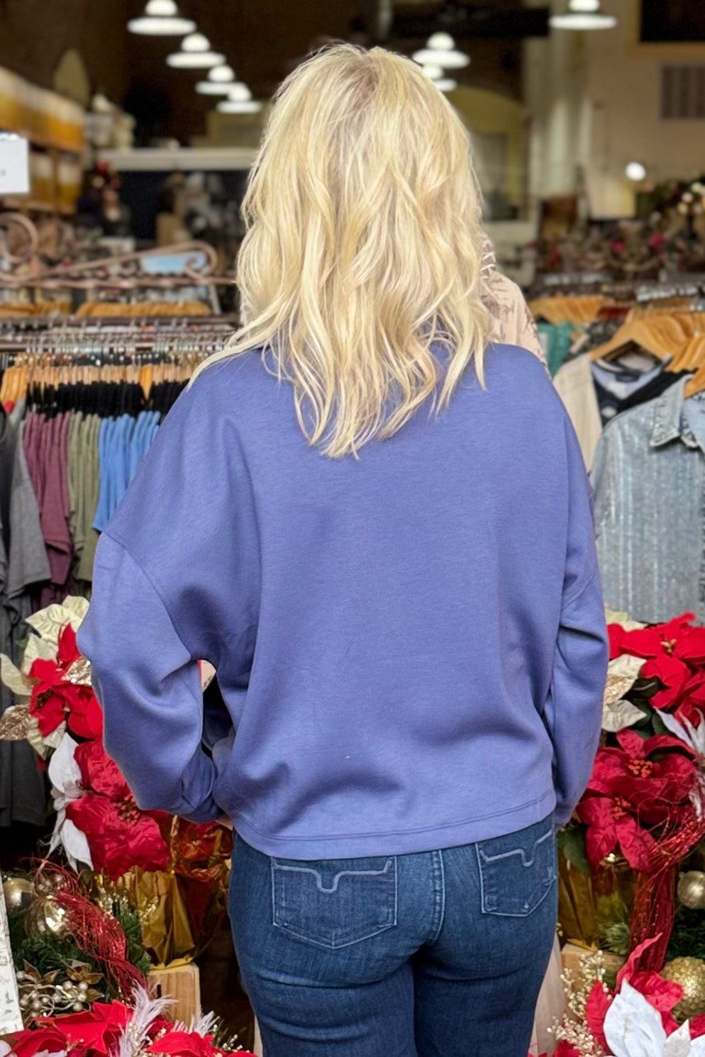 Scuba Full Zip Jacket Blue Indigo-Door Buster-Zenana-Gallop 'n Glitz- Women's Western Wear Boutique, Located in Grants Pass, Oregon