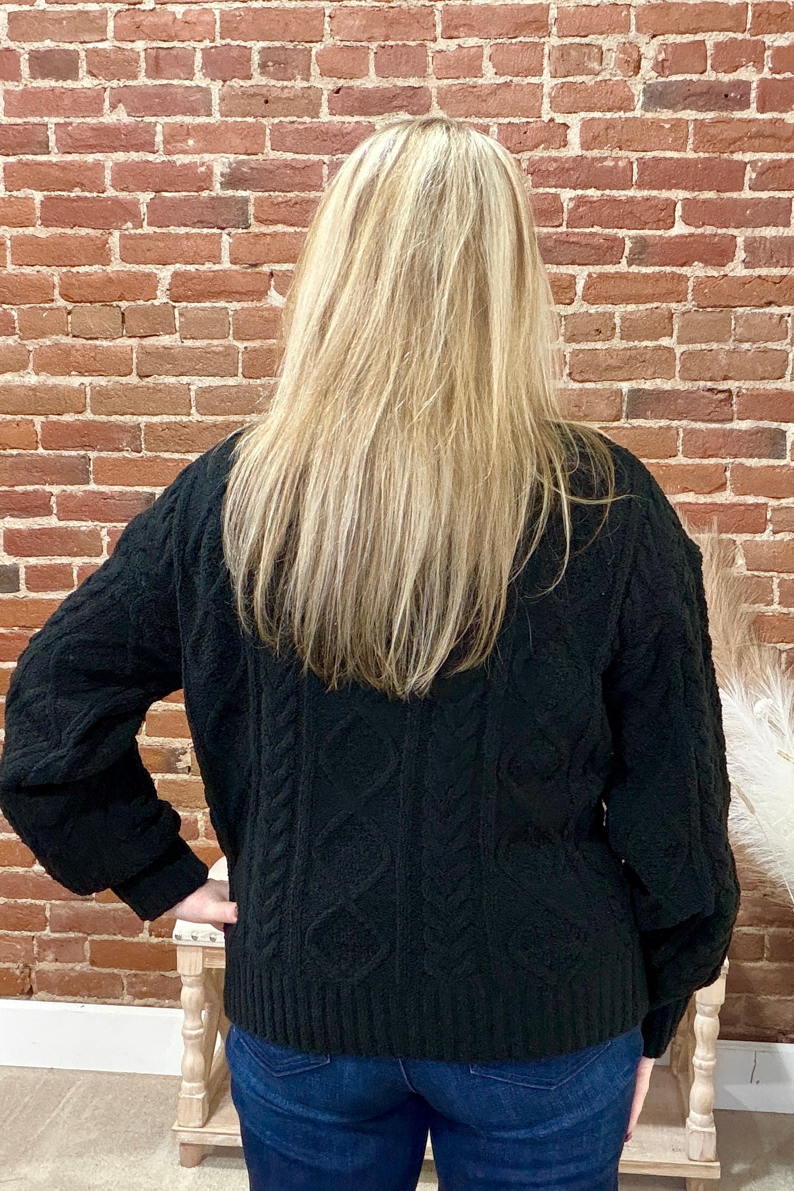 Summit Zip Cable Knit Sweater by PJ Salvage-Black-top-PJ Salvage-Gallop 'n Glitz- Women's Western Wear Boutique, Located in Grants Pass, Oregon