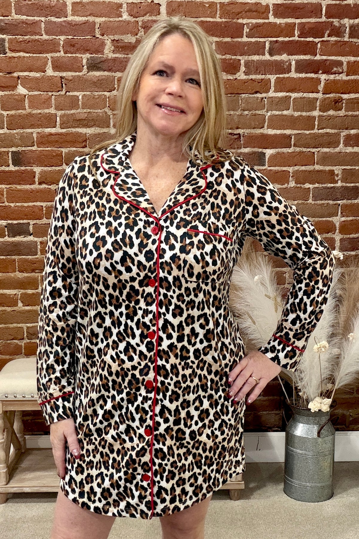 Holiday Dream Leopard Nightshirt By PJ Salvage-Pajamas-PJ Salvage-Gallop 'n Glitz- Women's Western Wear Boutique, Located in Grants Pass, Oregon