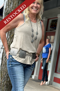 Women's Angel Ranch Square Silver Concho Chain Belt-Belt-M&F-Gallop 'n Glitz- Women's Western Wear Boutique, Located in Grants Pass, Oregon