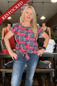 Women's Bandana Print Rayon Short Sleeve Blouse By Roper-Top-Roper/Stetson-Gallop 'n Glitz- Women's Western Wear Boutique, Located in Grants Pass, Oregon