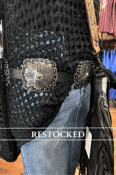 Zara like new cowhide and silver buckle western wear concho belt S/M zara cow print belt - TikTok Shop main image 4