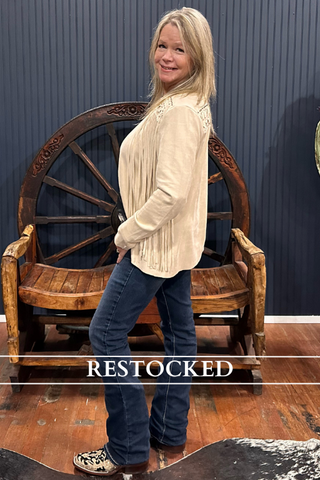 The Dakota Fringe Faux Suede Jacket-Jacket-Vocal-Gallop 'n Glitz- Women's Western Wear Boutique, Located in Grants Pass, Oregon