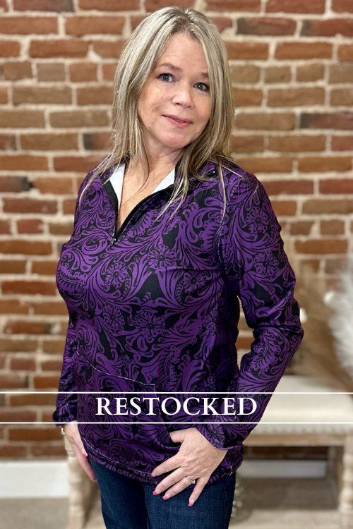 Tailgate Party Purple Quarter Zip Pullover-Jacket-Sterling Kreek-Gallop 'n Glitz- Women's Western Wear Boutique, Located in Grants Pass, Oregon