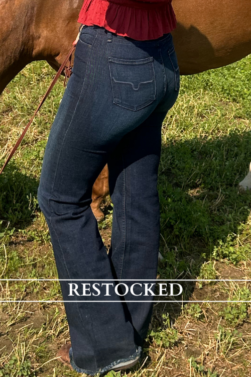 Kimes Ranch Women's Olivia DARK WASH High Rise Wide Leg Trouser Jeans-Trouser-Kimes-Gallop 'n Glitz- Women's Western Wear Boutique, Located in Grants Pass, Oregon