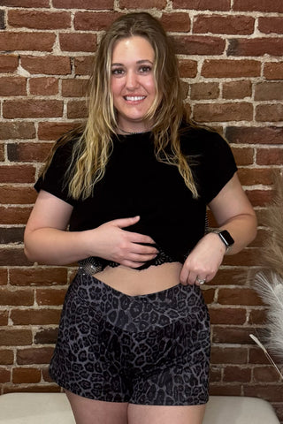 Night Leopard Shorts-Shorts-Sterling Kreek-Gallop 'n Glitz- Women's Western Wear Boutique, Located in Grants Pass, Oregon