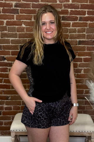 Night Leopard Shorts-Shorts-Sterling Kreek-Gallop 'n Glitz- Women's Western Wear Boutique, Located in Grants Pass, Oregon