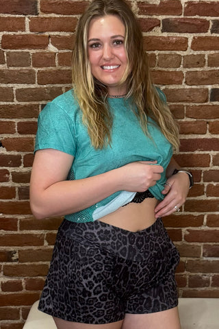 Night Leopard Shorts-Shorts-Sterling Kreek-Gallop 'n Glitz- Women's Western Wear Boutique, Located in Grants Pass, Oregon