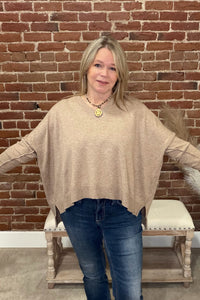 V-Neck Long Sleeve Sweater Sand-Top-ee:some-Gallop 'n Glitz- Women's Western Wear Boutique, Located in Grants Pass, Oregon