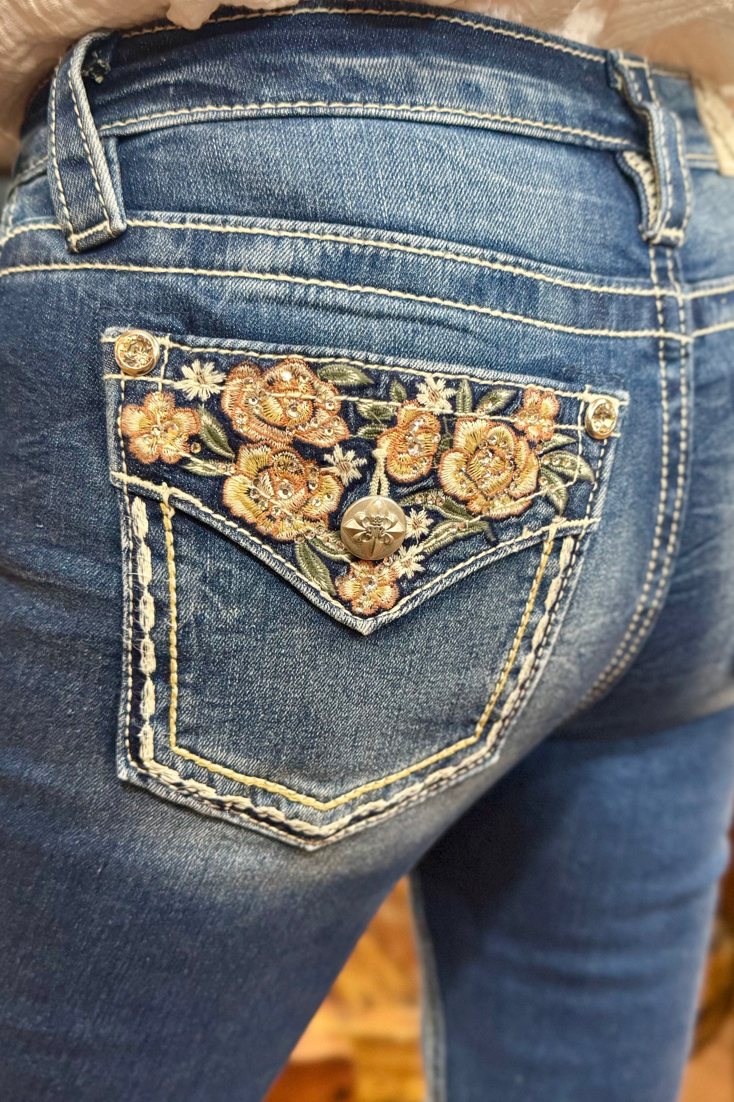 Pink Roses Sailey Bootcut Jean by Miss Me-Bootcut-Miss Me-Gallop 'n Glitz- Women's Western Wear Boutique, Located in Grants Pass, Oregon
