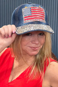 Sparklin' American Flag Baseball Hat-Hats-Cap Zone-Gallop 'n Glitz- Women's Western Wear Boutique, Located in Grants Pass, Oregon