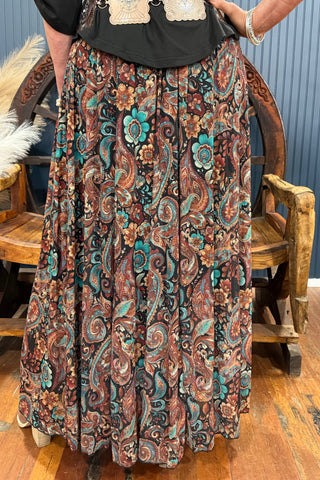 Sagebrush Swirl Maxi Skirt-Skirt-Sterling Kreek-Gallop 'n Glitz- Women's Western Wear Boutique, Located in Grants Pass, Oregon