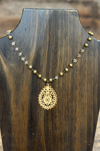 Santa Fe Austrian Crystal Teardrop Necklace-Jewelry-Pink Panache-Gallop 'n Glitz- Women's Western Wear Boutique, Located in Grants Pass, Oregon