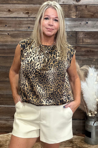 Satin Leopard Print Blouse-Top-ee:some-Gallop 'n Glitz- Women's Western Wear Boutique, Located in Grants Pass, Oregon